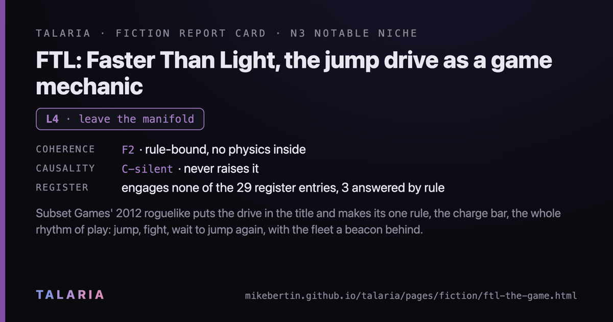 Report card: FTL: Faster Than Light, the jump drive as a game mechanic