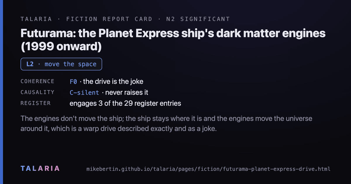 Report card: Futurama: the Planet Express ship's dark matter engines (1999 onward)