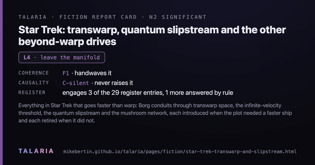 Report card: Star Trek: transwarp, quantum slipstream and the other beyond-warp drives