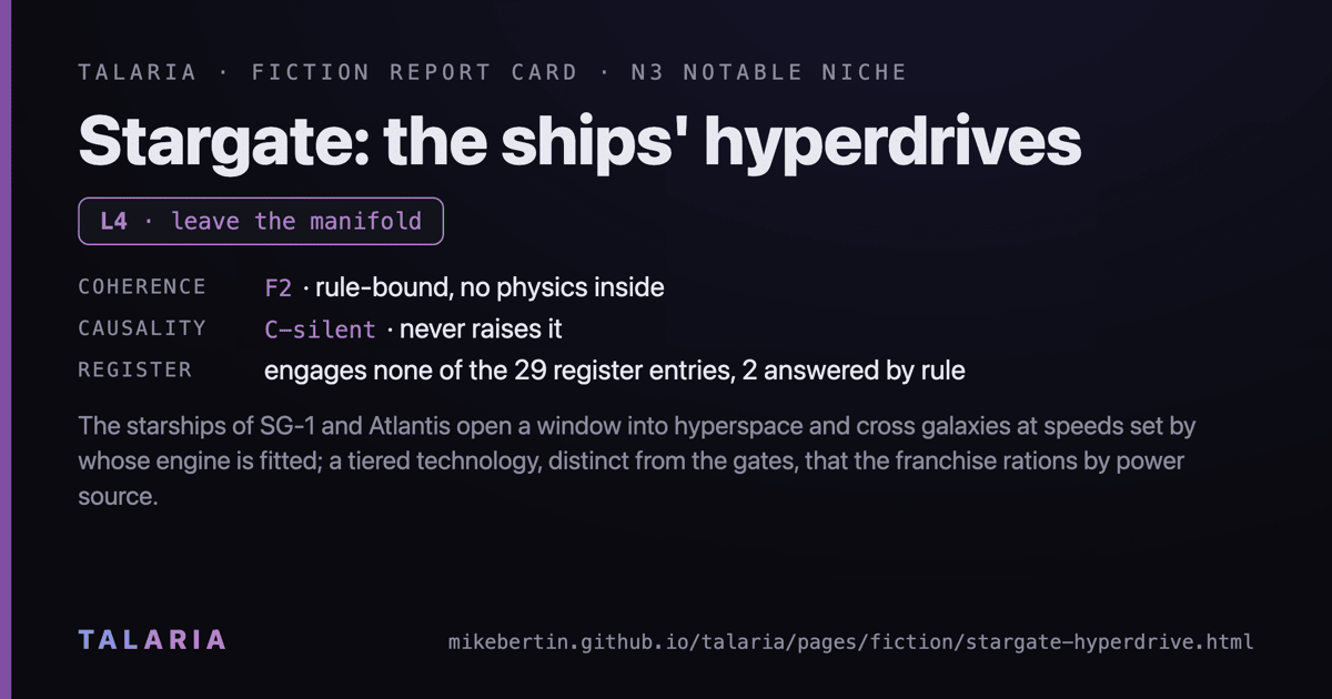 Report card: Stargate: the ships' hyperdrives