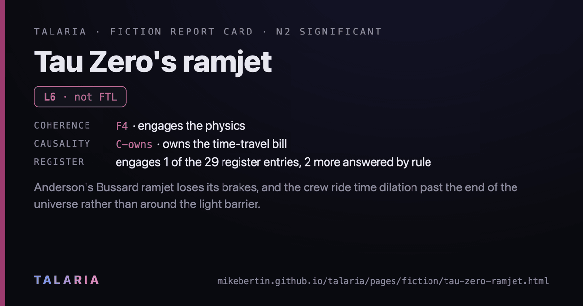 Report card: Tau Zero's ramjet
